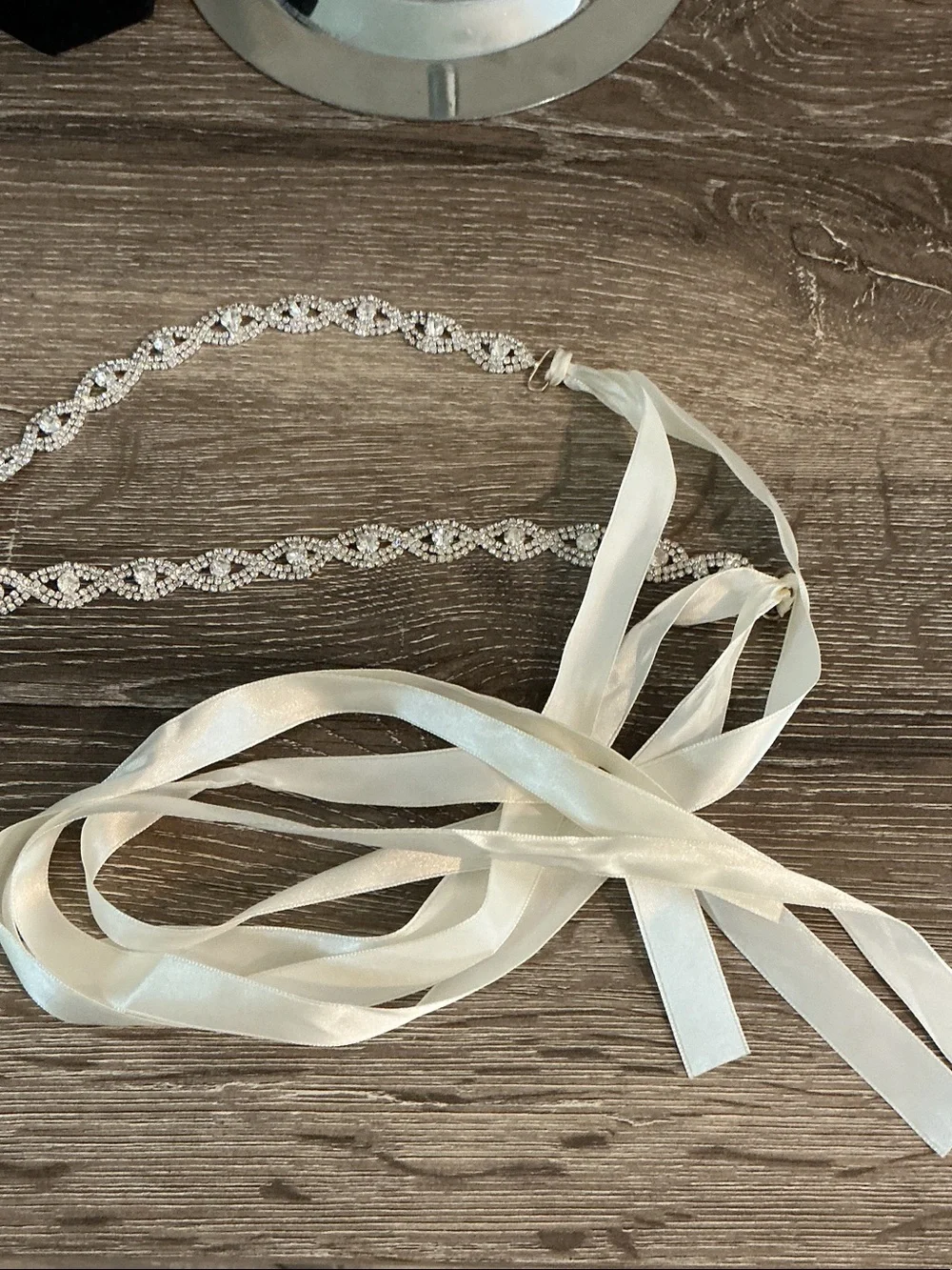 Crystal Braided Ribbon Wedding Belt Sash Waist Chain Necklace Headband EUC